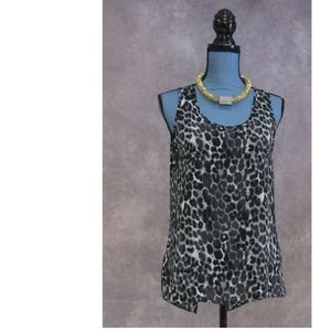 Express Animal Print Split Back Tank Style Blouse